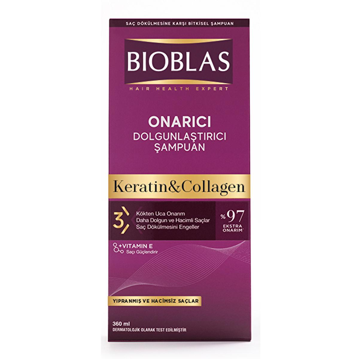 Bioblas Collagen + Keratin Shampoo for Thinning Hair - 12.18 fl oz, Volumizing, Paraben-Free Bioblas Collagen Shampoo - Volumizing & Paraben-Free Collagen Shampoo, Keratin Shampoo, Paraben-free Shampoo, Hair Loss Treatment, Volumizing Shampoo, Bioblas, Hair Care, Hair Nourishment, Hair Strengthening, Chemical-Free Hair Care, Daily Hair Care, Women's Hair Care, Hair Volume, Hair Health