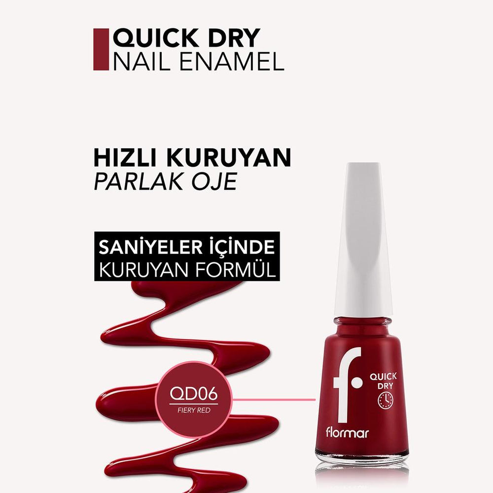 Flormar Quick Dry Nail Polish 006 Fiery Red High Pigment