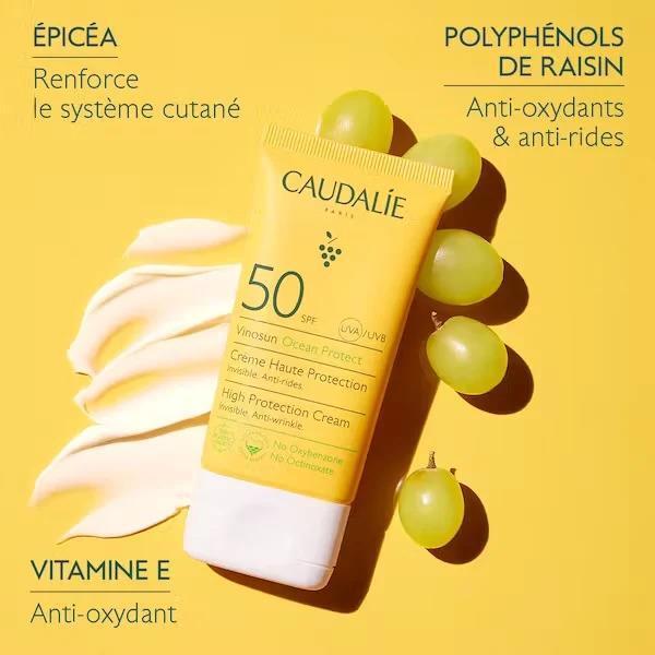 Caudalie Vinosun Protect High Protection Cream SPF 50+ - Eco-Friendly, Vegan, Non-Greasy Sunscreen for Daily Use - view 2