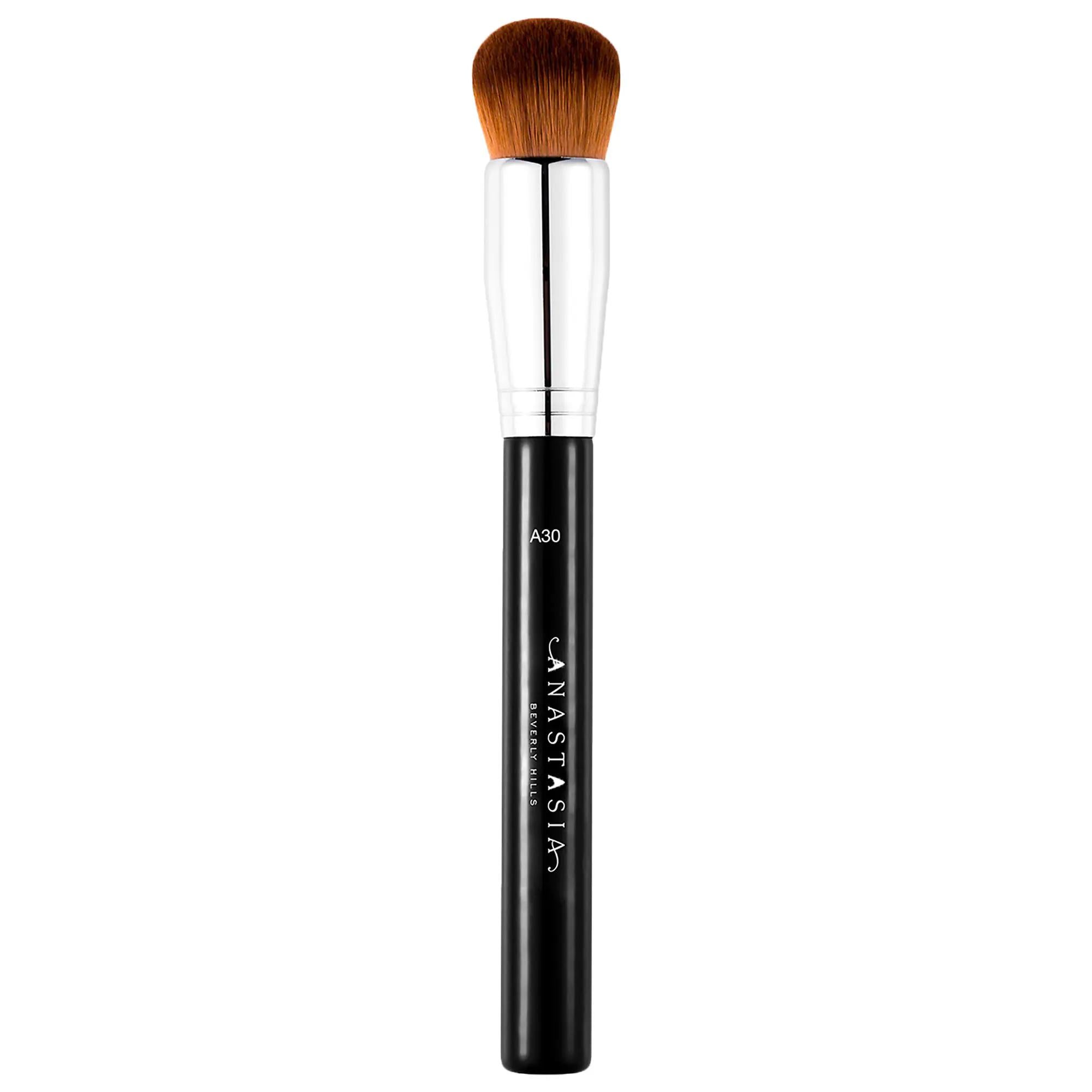 Anastasia Beverly Hills Domed Kabuki Face Makeup Brush A30 - Professional Liquid & Cream Foundation Applicator Anastasia Beverly Hills A30 Pro Brush - Liquid & Cream Foundation Applicator makeup brush, kabuki brush, liquid foundation brush, cream foundation brush, Anastasia Beverly Hills A30 Pro Brush, makeup applicator, professional makeup tools, liquid foundation, cream foundation, makeup brushes, face brushes, body brushes, synthetic fibers, densely packed fibers, rounded-dome shape