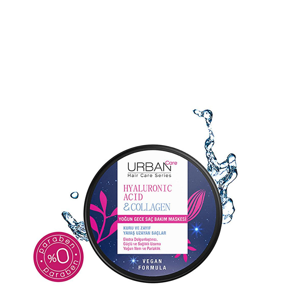 Urban Care Hyaluronik Asit & Kolajen Yoğun Gece Saç Bakım Maskesi - Vegan, Paraben-Free Overnight Hair Mask with - view 2