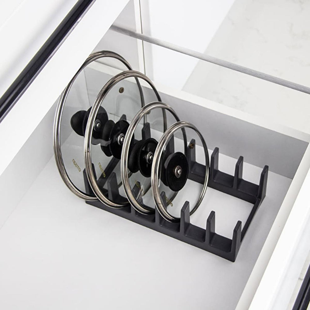 Decobella Pot Lid Organizer - Space Saving Kitchen Cabinet Organizer Holds 6 Lids, BPA-Free, Easy Access & Decluttering Decobella Pot Lid Organizer: Space Saving Kitchen Storage pot lid organizer, kitchen cabinet organizer, pot lid storage, BPA-free lid organizer, space saving kitchen organizer, cabinet lid organizer, kitchen organization, cookware lid storage, pot lid holder, pan lid organizer, kitchen storage solution, cabinet organizer, kitchen declutter, BPA-free, polypropylene, space saving, ergonomic 