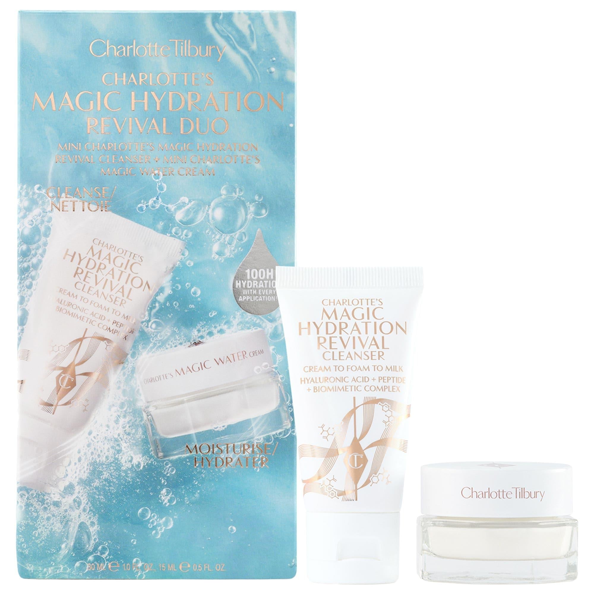 Charlotte's Magic Hydration Revival Duo: Glowing Skin Skincare Set with Hyaluronic Acid & Niacinamide, Cruelty-Free Hydration Charlotte's Hydration Duo: Glowing Skin with Hyaluronic Acid Hydrating skincare set, Niacinamide moisturizer, Hyaluronic acid cleanser, Glowing skin duo, Cruelty-free skincare, Redness reducing skincare, Dry skin hydration, Magic Water Cream, Magic Revival Foaming Cleanser, Skincare Set, Hydration, Radiance, Redness reduction, Pore minimizing, Cruelty-free, Paraben-free, Dry skin rel