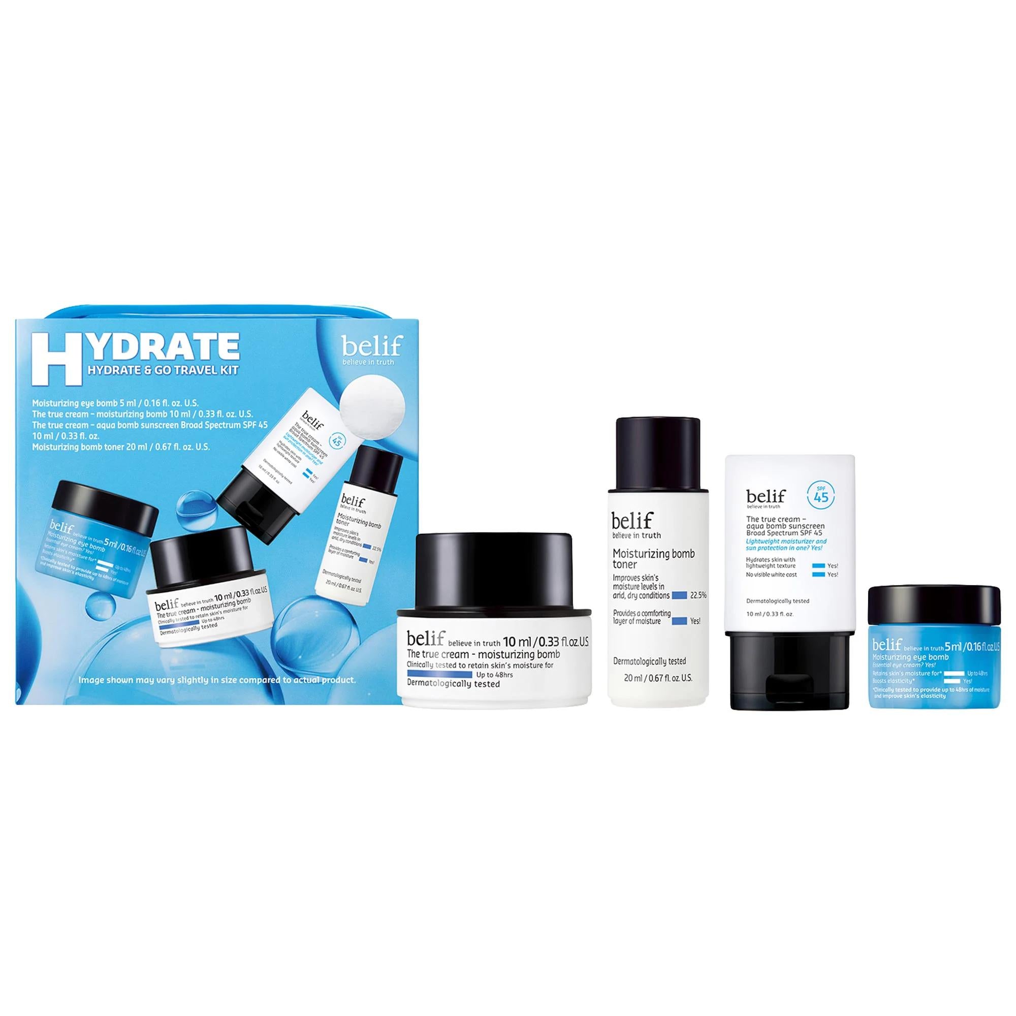 Dr. Jart+ Hydrate & Go Korean Skincare Travel Kit for Normal to Dry Skin - Hydrating Skincare Set with Peptide, Ceramide, and Squalane Dr. Jart+ Hydrate & Go Skincare Travel Kit - Hydrating Normal to Dry Skin Korean skincare travel kit, hydrating skincare set, travel-friendly skincare, normal to dry skin skincare, skincare for dryness and dullness, peptide skincare, ceramide skincare, squalane skincare, sensitive skin skincare, travel skincare essentials, skincare gifts, Dr. Jart+, skincare travel kit, hydr
