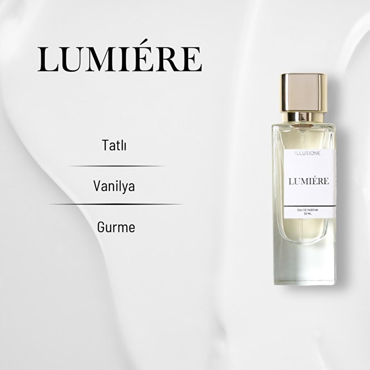 Illusione Lumiere Women's Perfume EDP 50ml - Long Lasting Citrus & Floral Fragrance Illusione Lumiere EDP 50ml - Long Lasting Women's Perfume Women's Perfume, EDP, Lumiere, Kadın Parfüm, 50 ml, Citrus Fragrance, Floral Perfume, Oriental Scent, Long Lasting Fragrance, Luxury Perfume, Elegant Fragrance, Sophisticated Scent