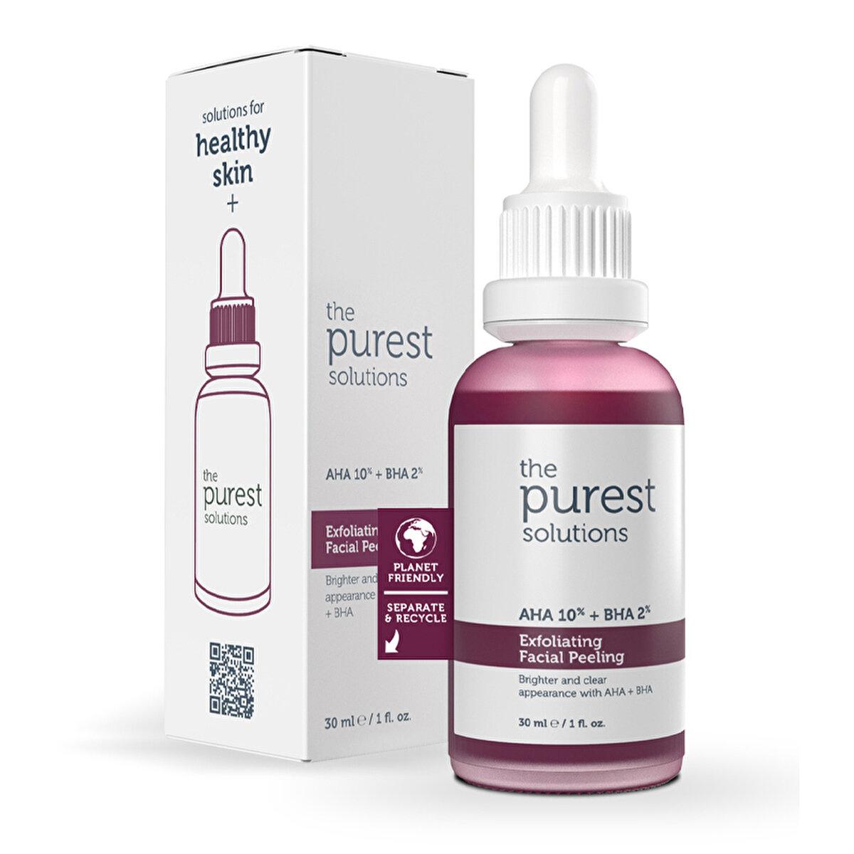 The Purest Solutions Exfoliating Face Serum with AHA 10% + BHA 2% - Improves Skin Tone & Reduces Acne Scars - 1.01 fl oz Exfoliating Face Serum with AHA 10% + BHA 2% - The Purest Solutions exfoliating face serum, AHA BHA peel, chemical exfoliant, acne treatment, skin renewal serum, hyaluronic acid serum, skincare, beauty, face care, anti-aging, skin tone improvement, acne scar reduction, pore minimization, sensitive skin friendly