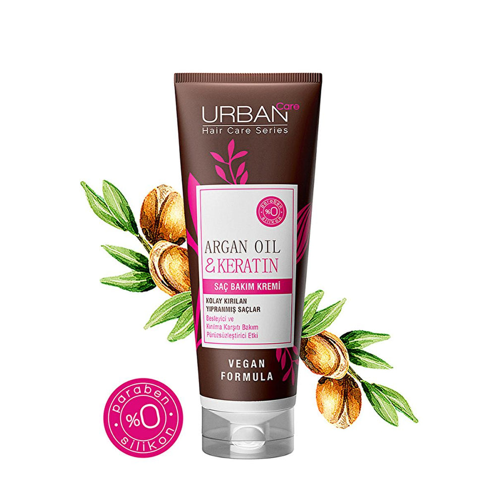 Urban Care Argan Oil & Keratin Hair Care Cream - Nourishing, Breakage Repair, Silicone & Paraben Free - 8.45 fl - Hair Mask