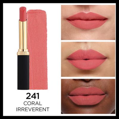 L&#39;Oreal Paris Color Riche Intense Volume Matte Lipstick - 241 Coral Irreverent: Hydrating, Long-Lasting Color for Fuller Lips L&#39;Oreal Color Riche Matte Lipstick: Volumizing &amp; Hydrating matte lipstick, volumizing lipstick, hyaluronic acid lipstick, coral lipstick, fuller lips lipstick, long lasting matte lipstick, hydrating lipstick, Loreal lipstick, Color Riche lipstick, lipstick, matte finish, hyaluronic acid, volumizing, intense color, moisturizing, lip color, coral, makeup, cosmetics, beauty, lip enhance