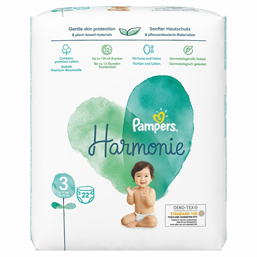 Prima Pampers Harmonie Baby Diapers Size 3, 22 Count - Gentle, Hypoallergenic Diapers for Sensitive Skin - view 2