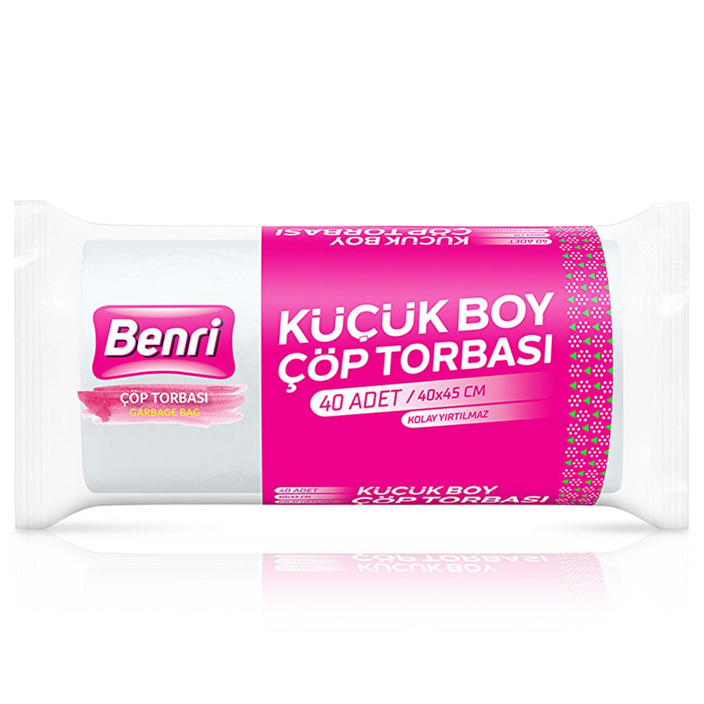 Benri Small Trash Bags - Pack of 40, Durable & Hygienic for Bathroom & Kitchen Use