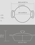 Lava Cast Iron Cookware - Round Cast Iron Pot with Glass Lid, 52.78 fl oz - Durable, Heat Retention, Induction - view 3