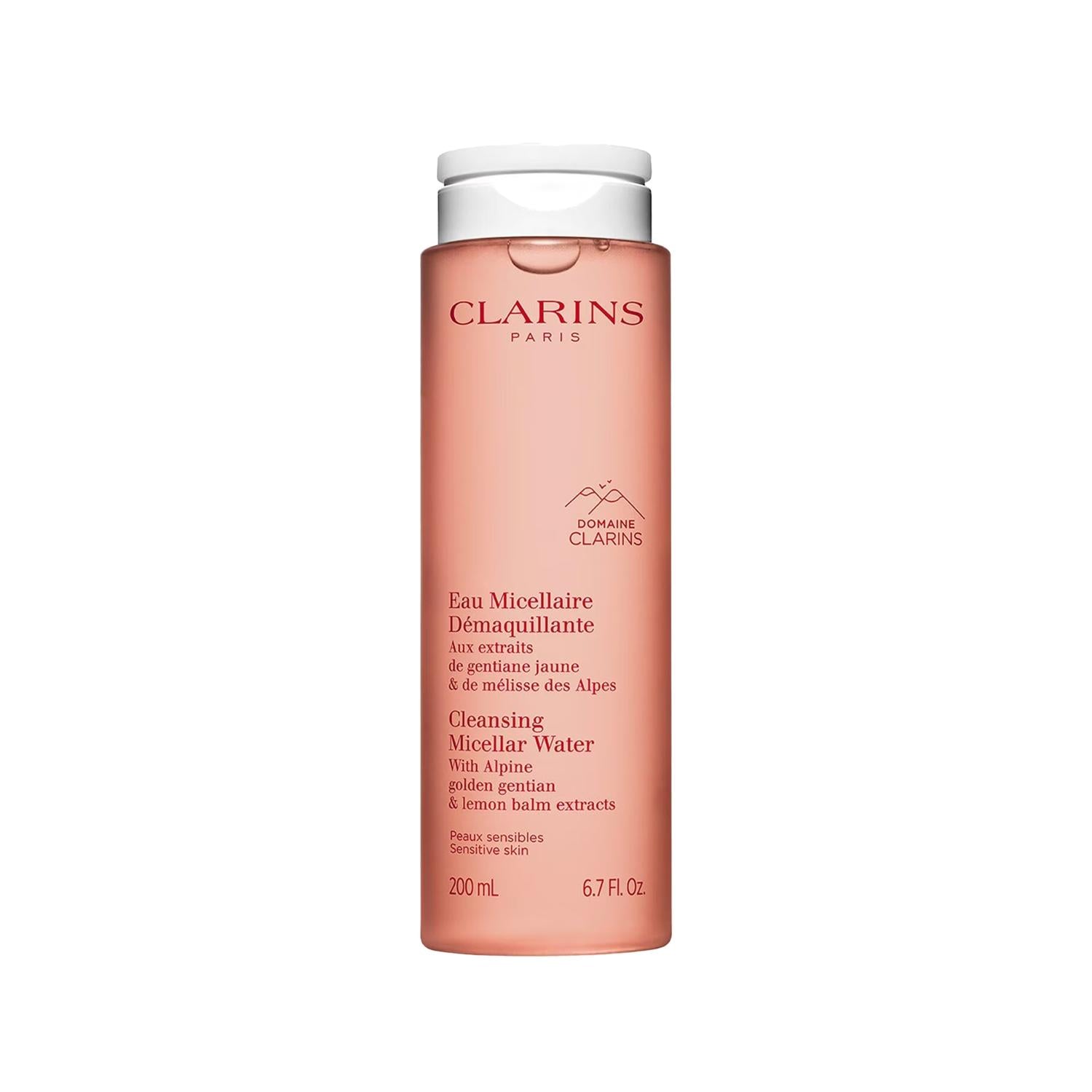 Clarins Gentle Micellar Water: Effectively Removes Makeup & Impurities, Perfect for Sensitive Skin - Cleansing Water, 6.76 fl oz Clarins Micellar Water: Gentle Makeup Remover for Sensitive Skin Micellar water, Cleansing water, Makeup remover, Gentle cleanser, Sensitive skin cleanser, Clarins micellar water, Facial Cleanser, Makeup removal water, Makeup removal, Clarins, Cleanser, Skin care, Face, Eyes, Lips, Non-irritating, Hydrating, Travel-friendly, Quick cleanse, Easy cleanse, Makeup, Impurities, dirt re