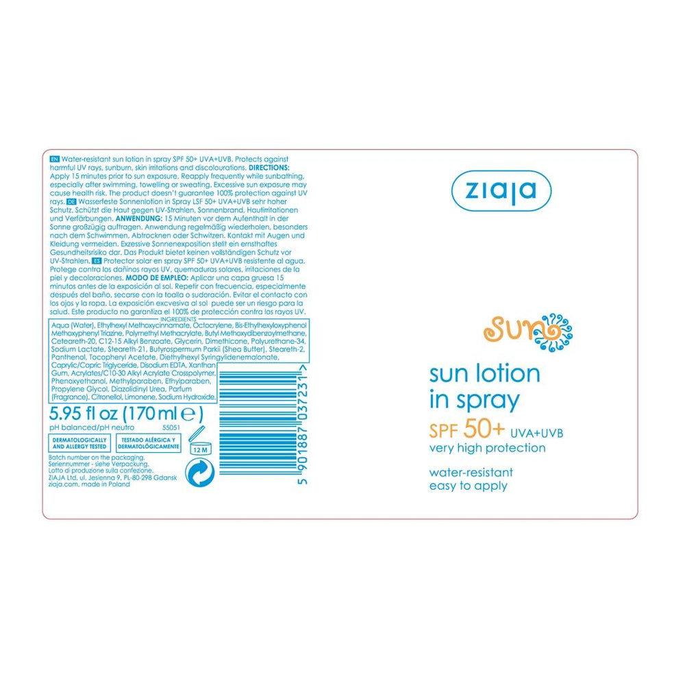 Ziaja Sun Body Oil Spray SPF 50+ High Protection 170 ml