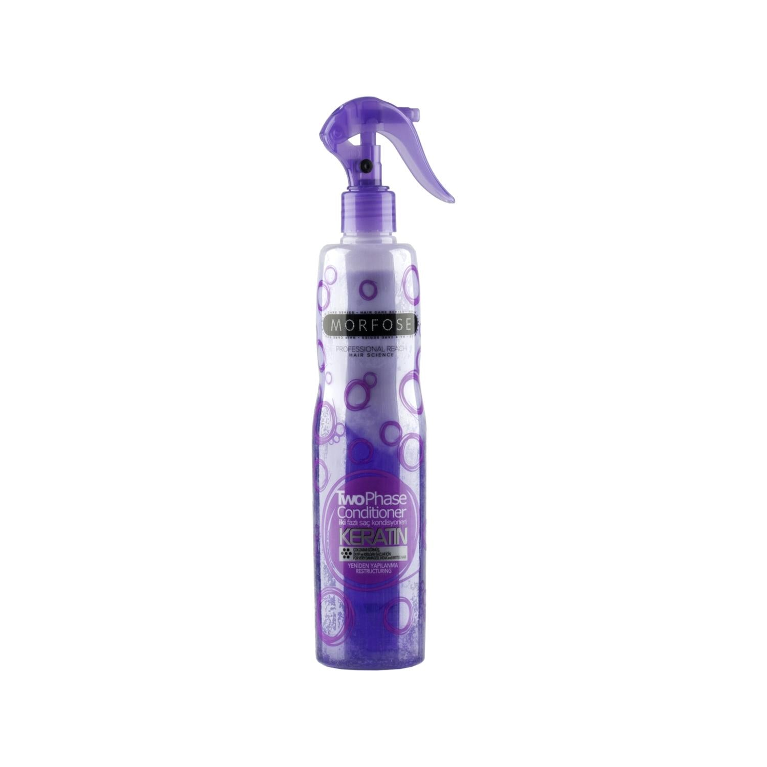 Morfose Two-Phase Detangling Spray for Tangle-Free Hair - 13.53 fl oz Morfose Detangling Spray - Easy Hair Care Morfose detangler, two-phase hair detangler, purple hair care product, 13.53 fl oz hair detangling spray, hair care for tangled hair, detangling spray, hair care product, tangle-free hair, easy detangling, hair nourishment, Morfose hair care, purple detangler, generous volume, daily hair care