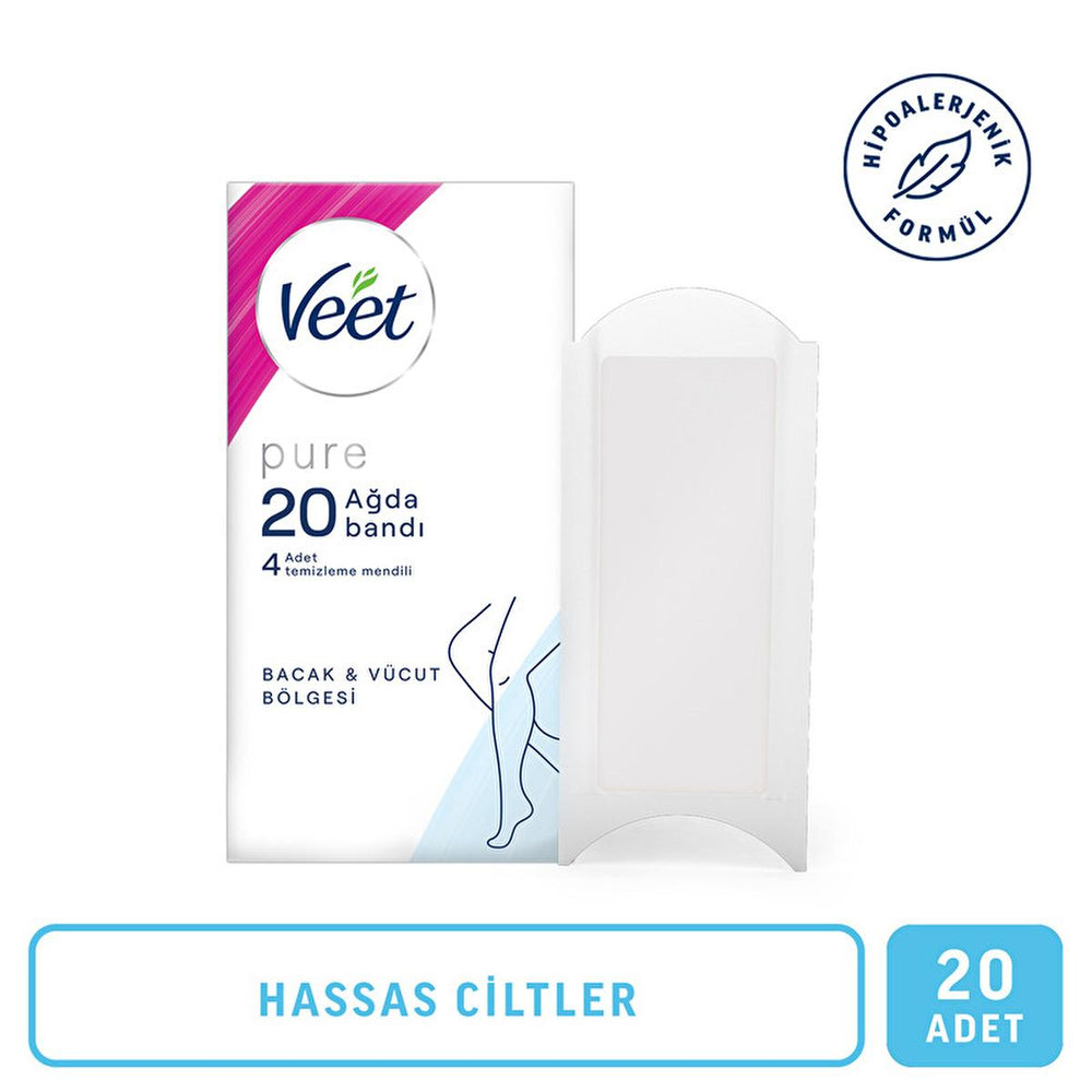 Veet Pure Wax Strips for Sensitive Skin - Hypoallergenic, Easy-Gelwax Technology for Legs & Body Hair Removal - view 8