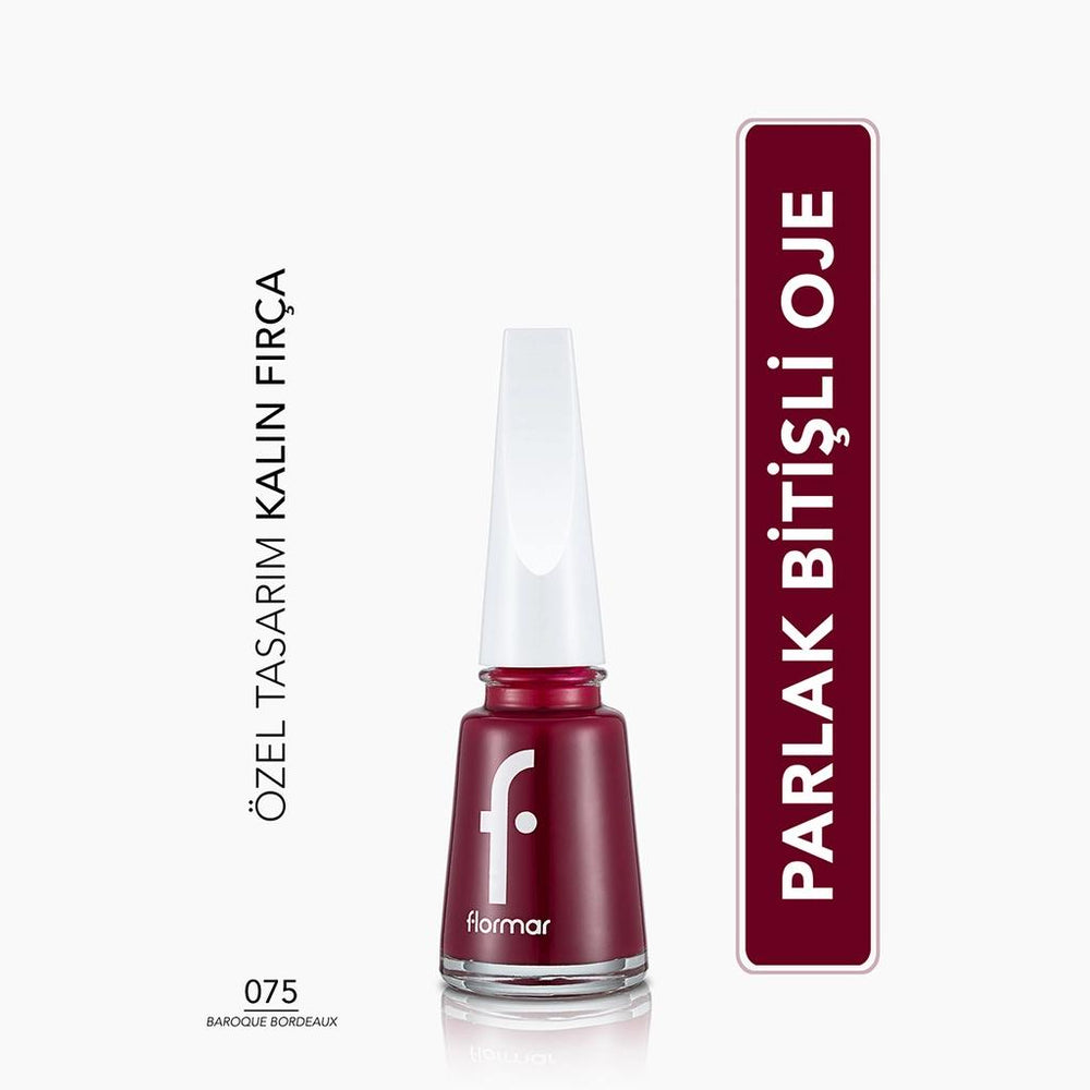 Flormar Nail Enamel 075 Baroque Bordeaux High Pigment Polish 11ml