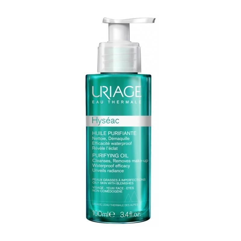 Uriage Purifying Cleansing Oil bottle, Close-up of Uriage cleansing oil texture Uriage Purifying Cleansing Oil - For Oily Skin | 100ml Uriage Purifying Cleanser for Oily Skin | 100ml uriage, purifying-cleanser, oily-skin, cleanser, makeup-remover, hydration, facial-oil, skincare, gentle-cleansing, ai-generated