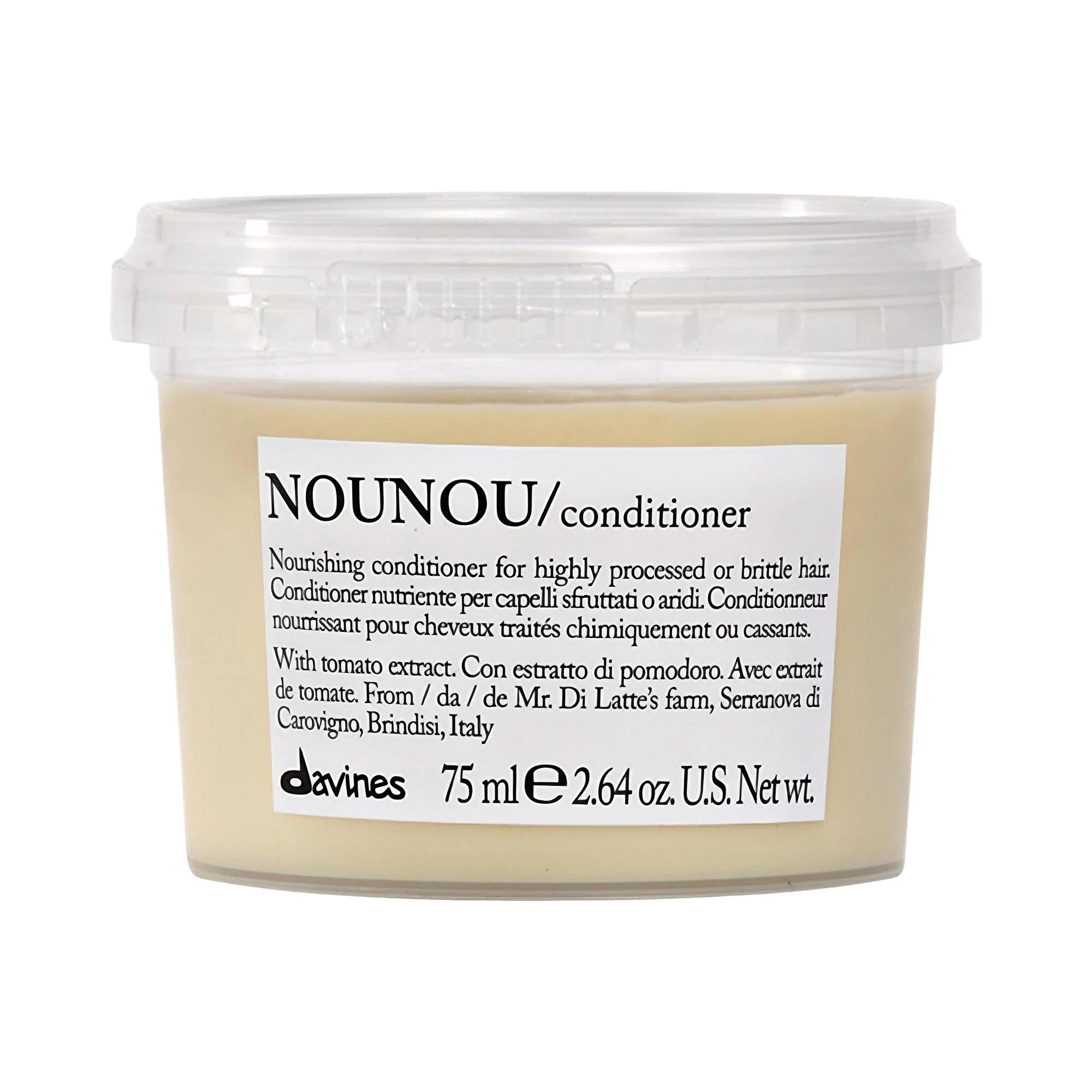 Davines NOUNOU Mini Repair Hair Conditioner: Hydrate, Detangle & Restore Damaged Hair - Sulfate-Free, Color Safe Formula with Tomato Extract Davines NOUNOU: Repair Damaged Hair with Sulfate-Free Conditioner hair conditioner, damaged hair repair, sulfate-free conditioner, nourishing conditioner, detangling conditioner, color safe conditioner, dry hair treatment, split end repair, hair breakage treatment, tomato extract conditioner, hair care, hair treatment, damaged hair, dry hair, split ends, breakage, sulf