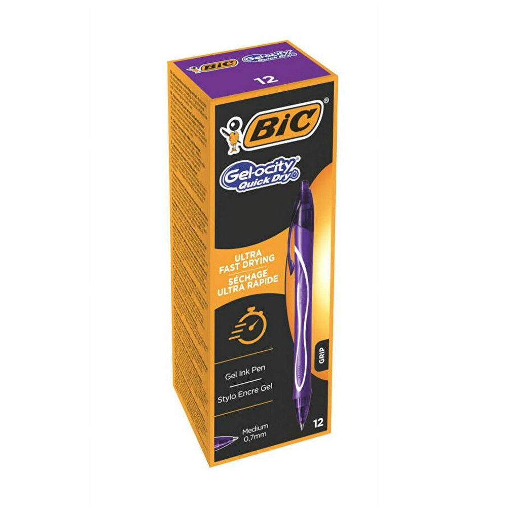 BIC Gelocity Quick Dry Ultra Purple Fast Drying Gel Pen 12 Pcs BIC GELOCITY HIZLI KURUYAN JEL KALEM 