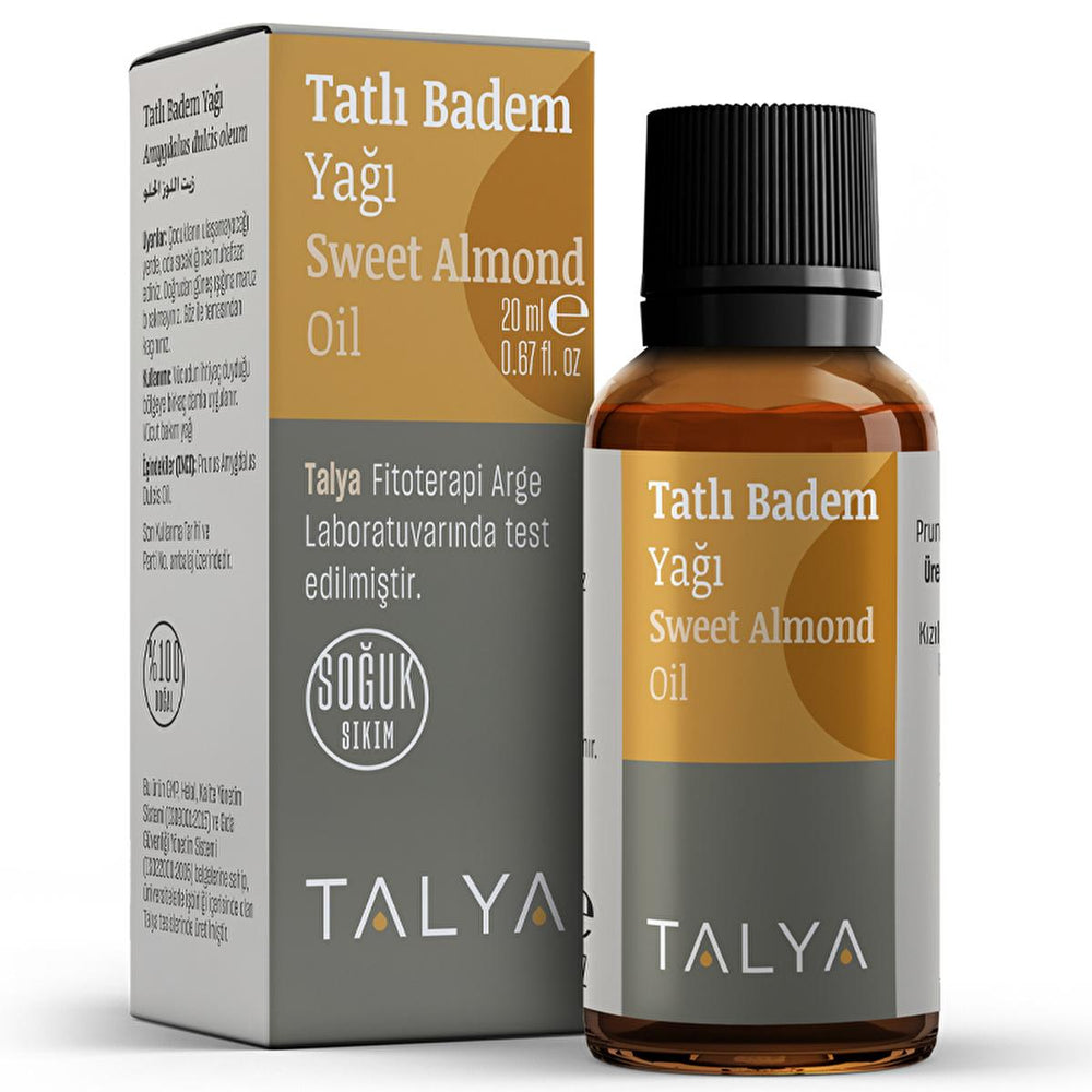 Talya Sweet Almond Oil for Skin, Hair, and Nail Care - 20ml Natural Moisturizing Oil for Dry Skin, Organic - Skin Care