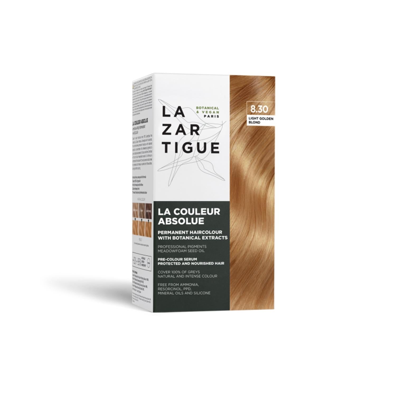 Lazartigue Absolue Colour 8.30 Golden Light Blonde Hair Dye - Permanent, Long-Lasting Blonde Hair Color Lazartigue 8.30 Golden Light Blonde Hair Dye - Permanent Lazartigue Absolue Colour, Golden Light Blonde hair dye, 8.30 hair color, Permanent hair dye, Blonde hair color, Hair Dye, Hair Coloring, Blonde Hair, Long-Lasting Hair Color, Premium Hair Care