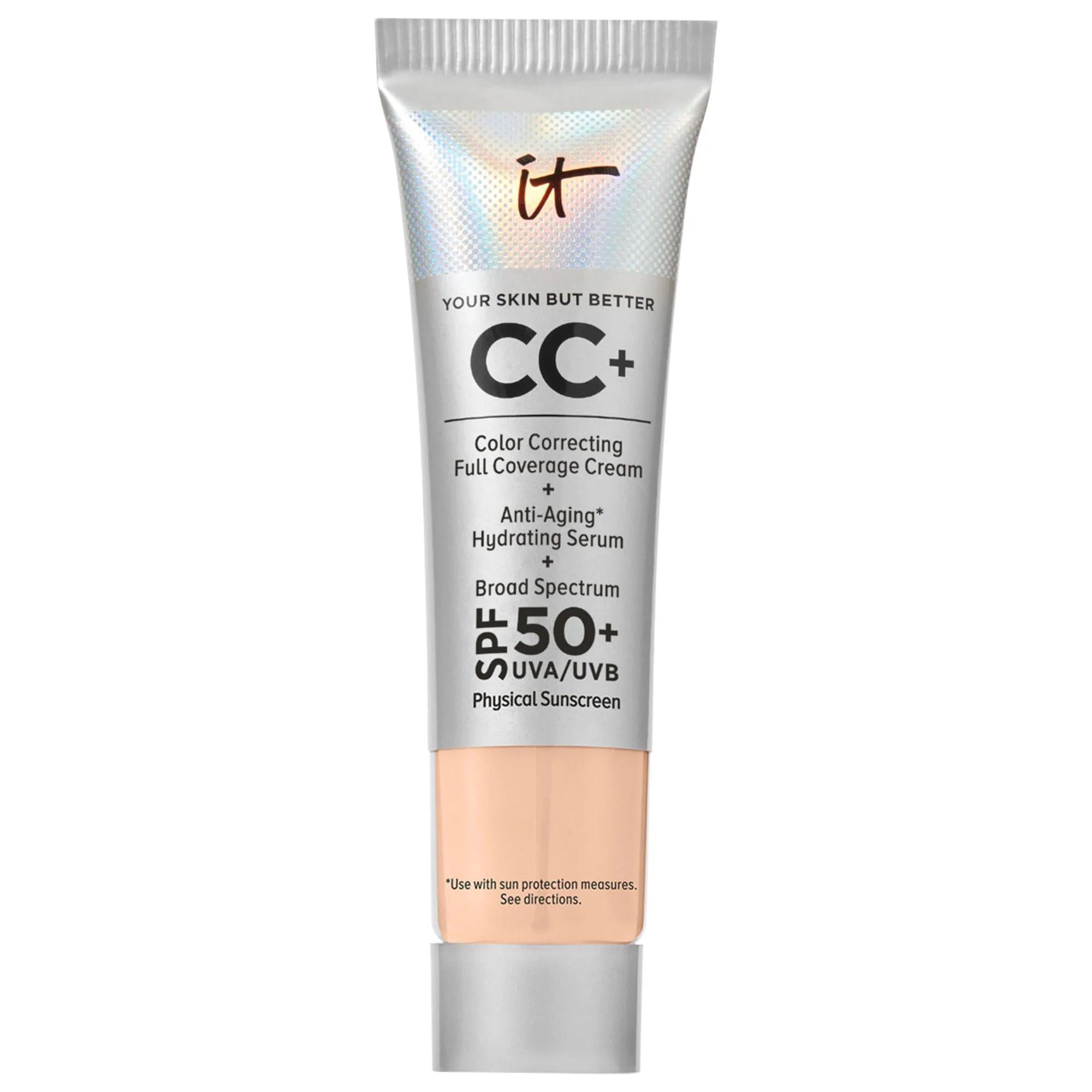 IT Cosmetics Mini CC+ Cream: Full Coverage, SPF 50+, Hydrating & Color Correcting Foundation - Vegan & Cruelty-Free IT Cosmetics CC Cream: Full Coverage Foundation, SPF 50+ CC Cream Foundation, Full Coverage Foundation, SPF 50 Foundation, Color Correcting Cream, Hydrating Foundation, Anti-Aging Foundation, Vegan Foundation, Cruelty-Free Foundation, Foundation for Acne Scars, Foundation for Redness, makeup, face makeup, BB cream, CC cream, hyaluronic acid, niacinamide, vitamin E, full coverage, SPF 50, color