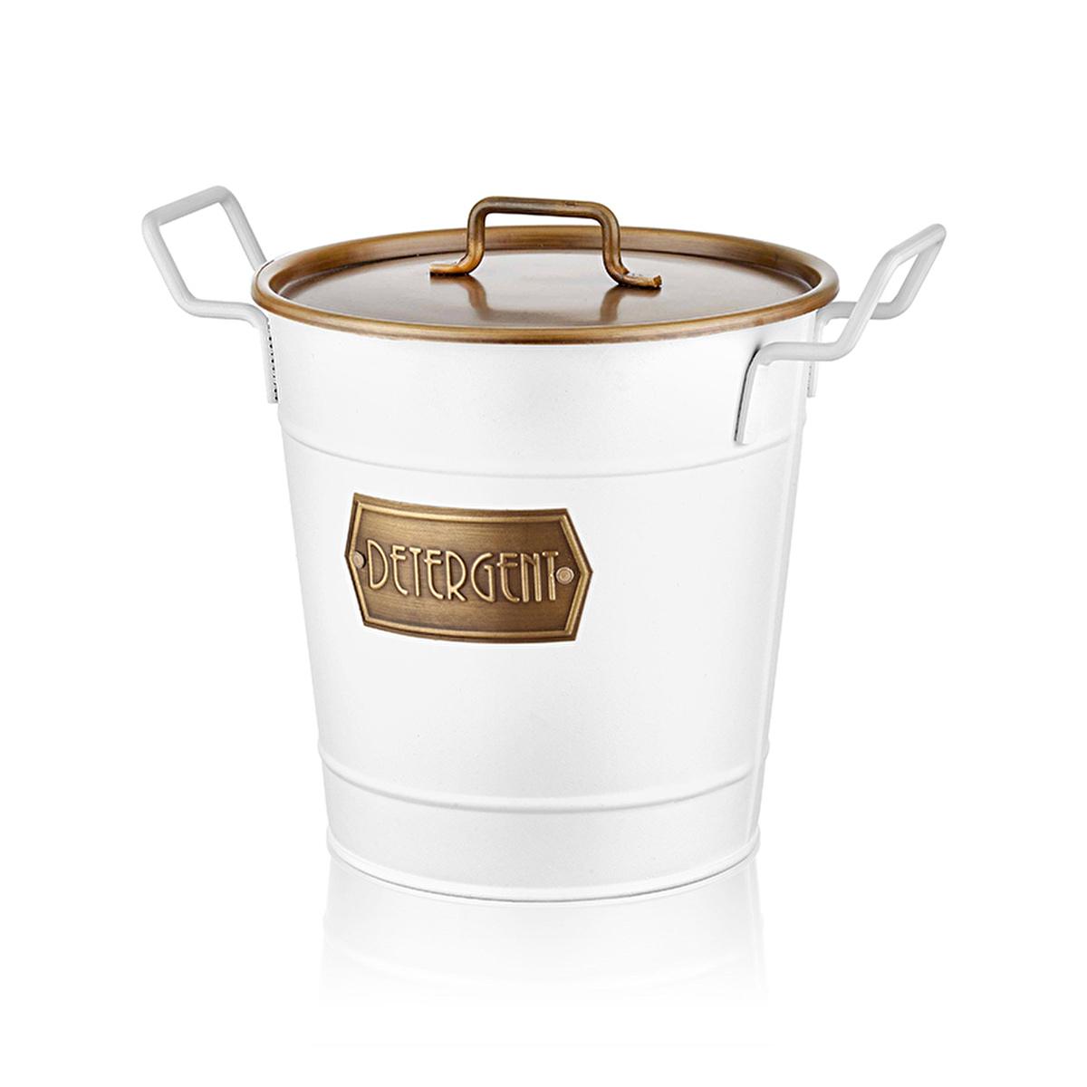Mia White Metal Laundry Detergent Storage Container - 5 Liter Capacity - Laundry Organization and Powder Detergent Storage Mia Laundry Detergent Container: Organize Laundry Space Laundry detergent container, Detergent storage, Metal laundry container, White laundry storage, Laundry organization, Home laundry storage, Powder detergent storage, Laundry room organization, Laundry container, Detergent holder, Metal container, White storage, Home organization, Laundry room, Storage solution, Cleaning supplies, H