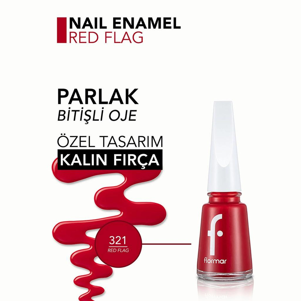 Flormar Nail Enamel High-Pigment Nail Polish 321 Red Flag 11ml
