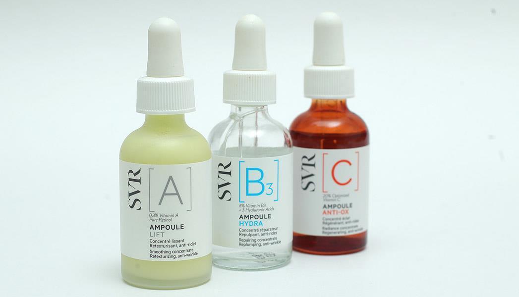 svr b3 ampoule hydra serum bottle, application of svr b3 serum on skin, close up of svr b3 serum texture SVR B3 Ampoule Hydra Serum - Hydrating Facial Serum | 30 ml SVR B3 Ampoule Hydra Serum - Hydrating Facial Serum hydrating-serum, svr, b3-serum, hyaluronic-acid, niacinamide, dry-skin, anti-aging, skin-care, face-serum, ai-generated