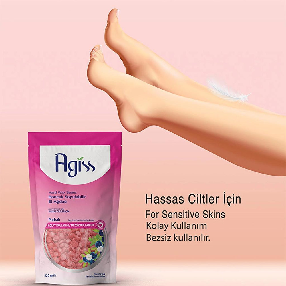 Agiss Sensitive Skin Powder Wax Beads for Gentle Hair Removal 220g