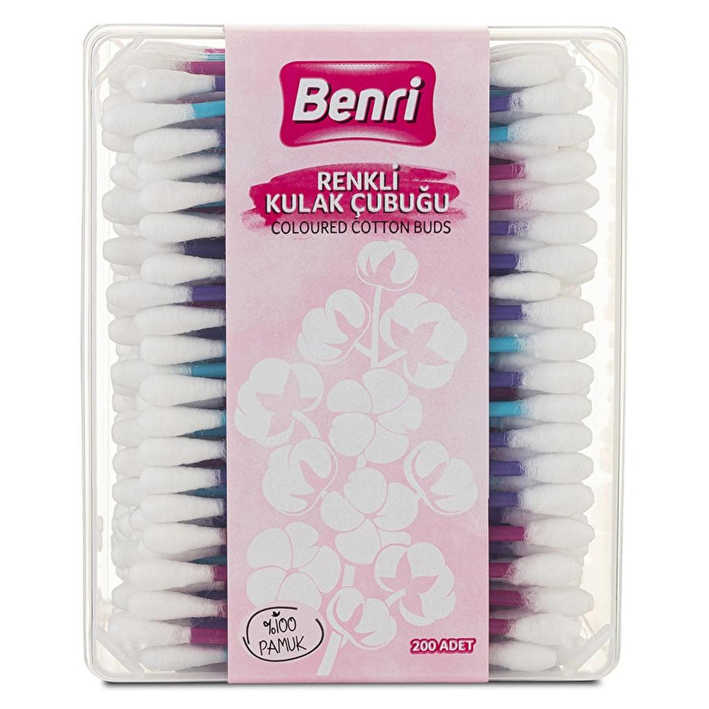 Benri Colorful Cotton Buds for Gentle Daily Care 200 Count