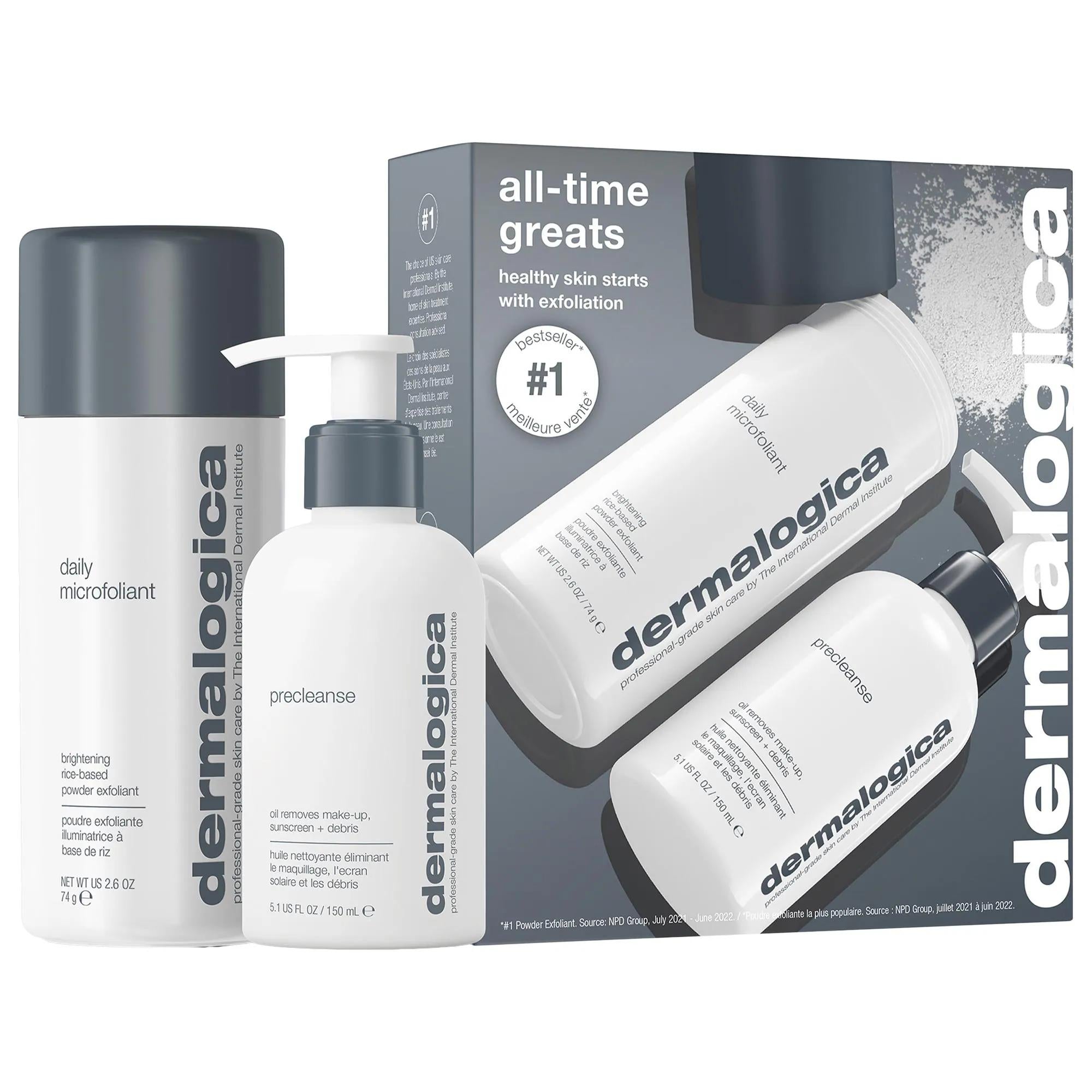 Dermalogica All-Time Greats Skincare Set: Cleanse, Exfoliate &amp; Brighten – Vegan &amp; Cruelty-Free for Acne &amp; Uneven Texture Dermalogica Skincare Set: Cleanse, Exfoliate &amp; Brighten! skincare set, cleansing oil, exfoliating powder, vegan skincare, cruelty-free skincare, acne treatment, pore cleansing, uneven skin texture, Dermalogica Precleanse, Dermalogica Daily Microfoliant, facial cleanser, exfoliant, skin brightening, clean beauty, two-step skincare, blemish control, acne, pores, dull skin, smoothing, soften