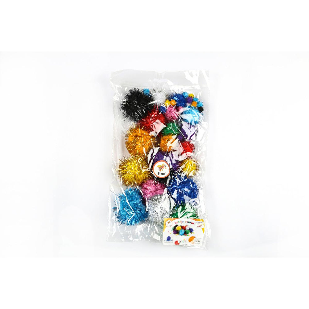 Lino Ponpon Craft Ponpon Set - 40 Assorted Metallic Ponpons for Arts & Crafts Projects