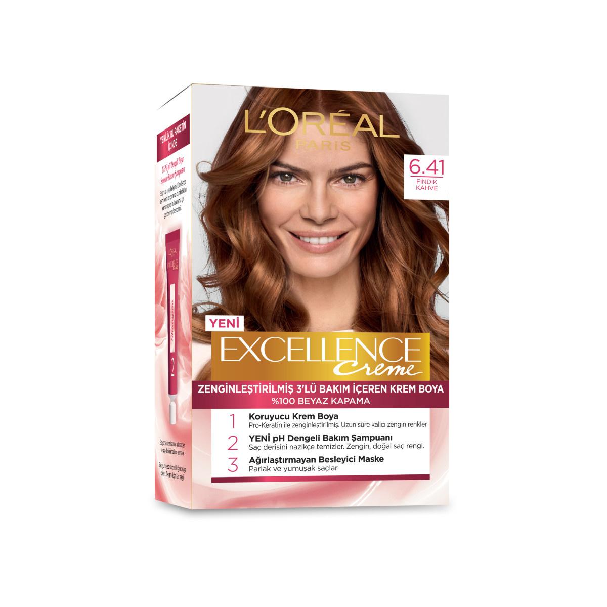 L&#39;Oreal Paris Excellence Creme Hair Dye - 6.41 Hazelnut Brown: 100% Grey Coverage, Long Lasting Color &amp; Pro-Keratin Protection L&#39;Oreal Hazelnut Brown Hair Dye: 100% Grey Coverage, Long Lasting hair dye, grey coverage hair dye, permanent hair color, Loreal hair dye, hazelnut brown hair dye, hair color with keratin, hair dye with ceramide, pH balanced hair dye, long lasting hair color, at home hair color, hair color, hair coloring, hair care, grey hair solution, at-home hair dye, keratin hair dye, ceramide ha