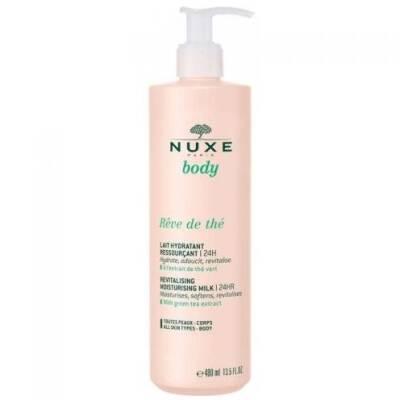 nuxe body reve de the moisturizing lotion 400ml - front view, nuxe body reve de the moisturizing lotion 400ml - application view Nuxe Body Reve De The - Moisturizing Lotion | 400ml Nuxe Body Reve De The - Moisturizing Lotion | 400ml nuxe, body-lotion, moisturizer, hydration, skincare, tea-extract, luxury, daily-use, ai-generated, 400ml