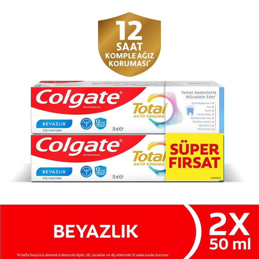 Colgate Total Whitening Toothpaste for Surface Stain Removal 50 ml x 2