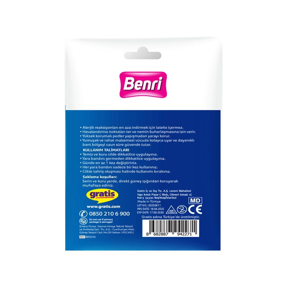 Benri Assorted Adhesive Bandages with Breathable Protection, 50-Pack
