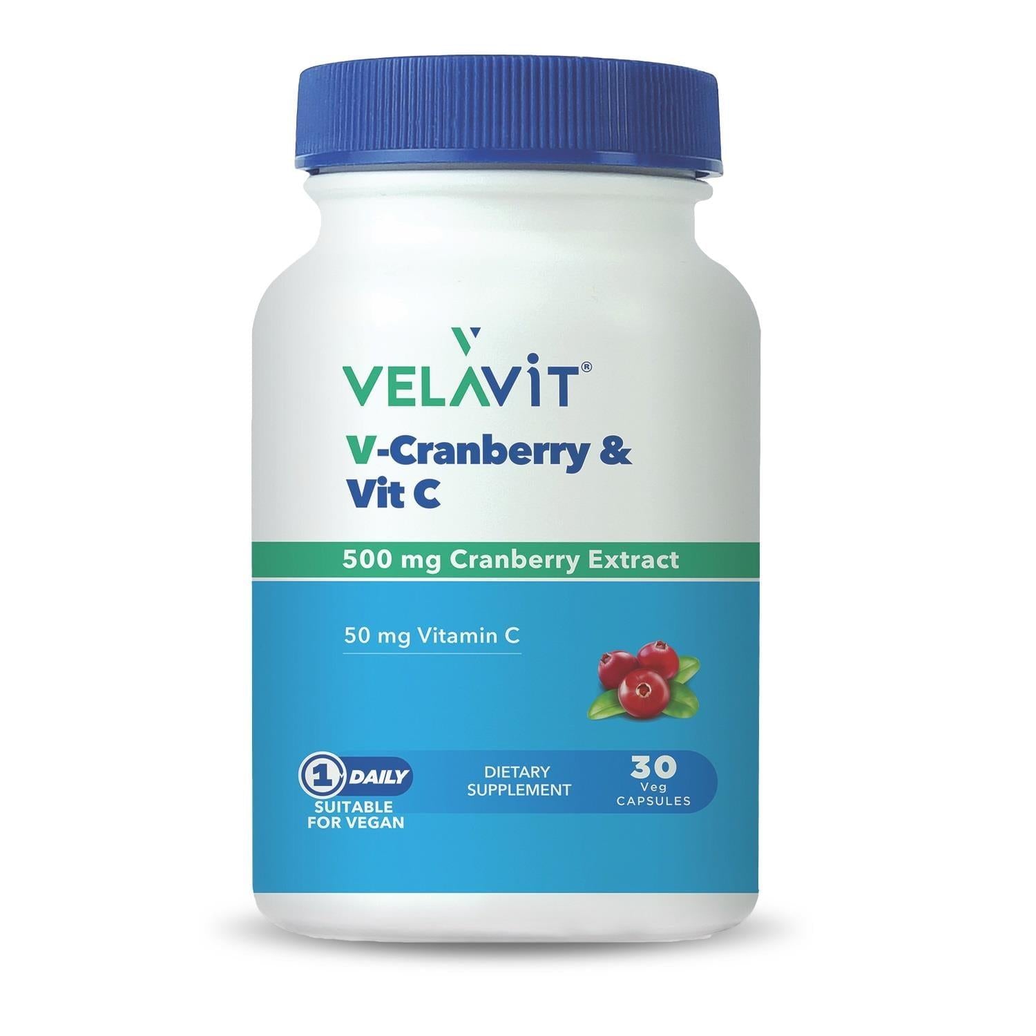 Velavit V-Cranberry &amp; Vitamin C Daily Supplement 30 Capsules