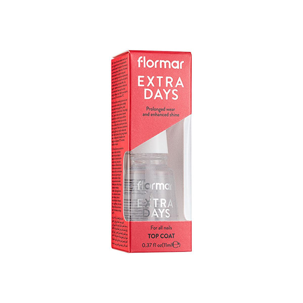 Flormar Extra Days Nail Polish Top Coat - Long-Lasting, Shiny Finish, Fast-Drying Nail Care - Nail Polish