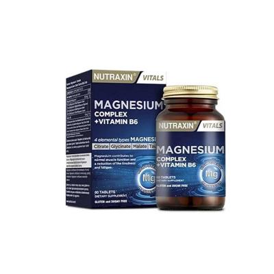 Nutraxin Magnesium Complex + Vitamin B6: Halal, Gluten &amp; Sugar-Free - Supports Muscle Function, Boosts Energy &amp; Overall Well-Being Nutraxin Magnesium + B6: Halal, Gluten-Free Energy &amp; Muscle Support Magnesium supplement, Vitamin B6 supplement, Magnesium complex, Halal magnesium, Gluten-free magnesium, Sugar-free magnesium, Magnesium citrate, Magnesium bisglycinate, Magnesium malate, Magnesium taurate, muscle cramps, fatigue, energy boost, halal supplement, gluten-free supplement, sugar-free supplement, magn