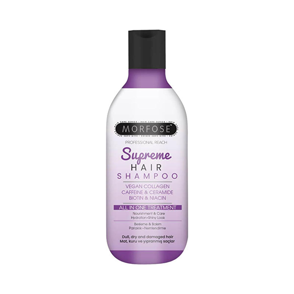Morfose Supreme Hair Shampoo - Nourishing Formula for Dry, Damaged Hair - Biotin & Vegan Collagen - Strengthens, Moisturizes & Adds Shine (10.14 fl oz) Morfose Shampoo: Repair Dry, Damaged Hair - Biotin & Vegan Collagen hair shampoo, dry hair shampoo, damaged hair shampoo, vegan collagen shampoo, biotin shampoo, hair strengthening shampoo, hair breakage treatment, hair moisturizing shampoo, shampoo for shiny hair, nourishing hair shampoo, dry hair, damaged hair, vegan collagen, biotin, hair strengthening, b