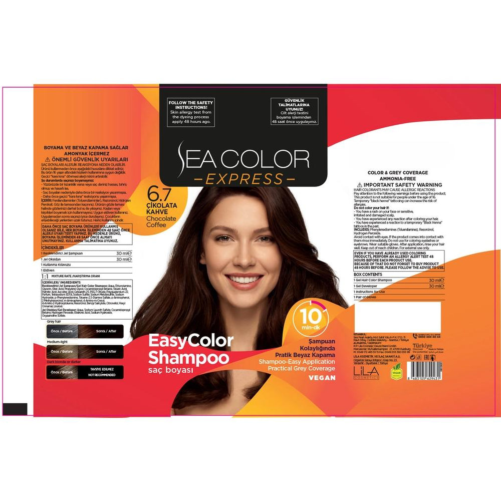 Sea Color Express Hair Dye Shampoo 6.7 Chocolate Brown