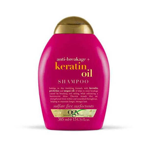 ogx keratin oil shampoo bottle, 385ml ogx keratin oil product close up Ogx Keratin Oil Shampoo - Breakage Defense | 385ml Ogx Keratin Oil Shampoo - Breakage Defense | 385ml ogx, keratin-oil-shampoo, breakage-defense, hair-care, shampoo, moisturizing, dry-hair, shine-enhancer, healthy-hair, ai-generated