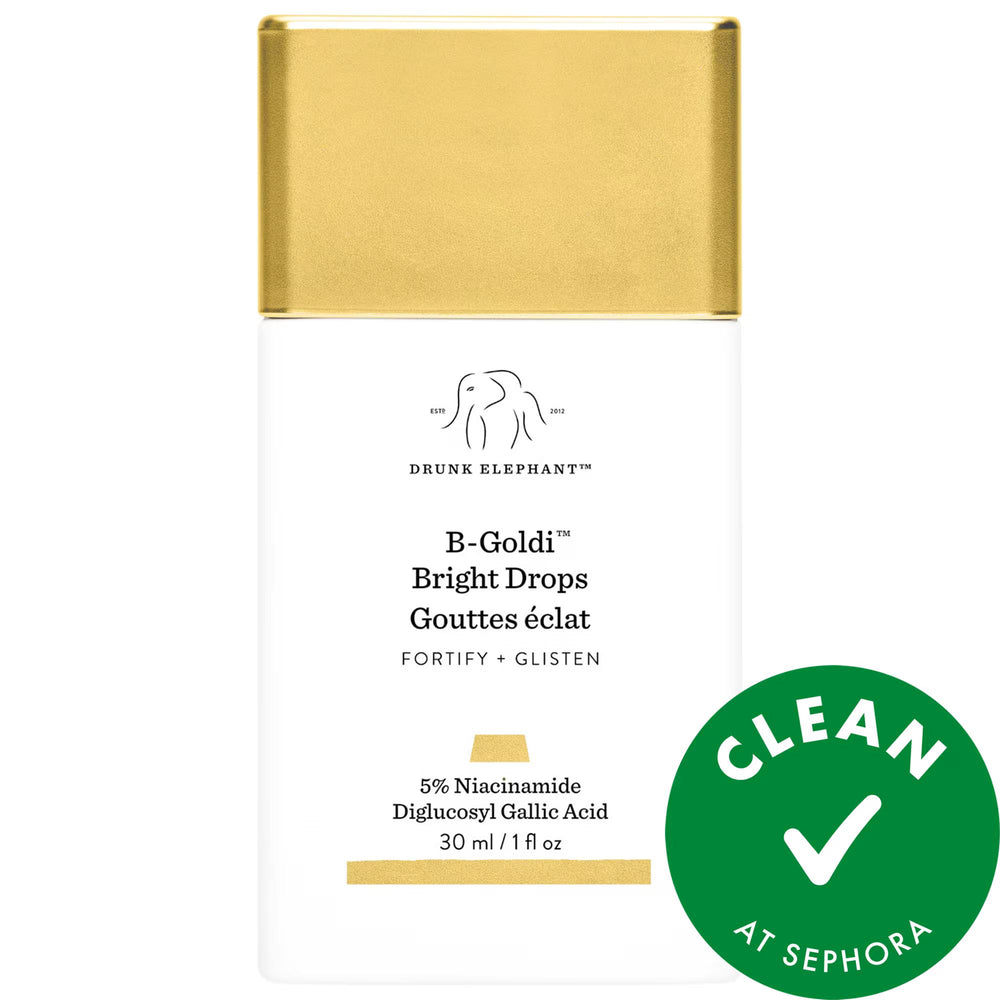 Drunk Elephant B-Goldi Illuminating Serum with 5% Niacinamide - Vegan, Cruelty-Free Skincare for Even Skin Tone & Radiance B-Goldi Illuminating Serum - Niacinamide for Even Skin Tone Niacinamide serum, Illuminating serum, Vegan skincare, Cruelty-free skincare, Hyperpigmentation treatment, Dark spot correction, Anti-aging serum, Brightening serum, Skincare for normal skin, Skincare for dry skin, Skincare for combination skin, Skincare for oily skin, Drunk Elephant, Clean skincare, Radiant skin, Even skin ton