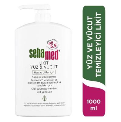 sebamed liquid face and body cleanser 1000ml, bottle of sebamed face and body cleanser Sebamed Liquid Face and Body Cleanser - 1000 ml Sebamed Liquid Face and Body Cleanser 1000 ml sebamed, liquid-cleanser, face-cleanser, body-cleanser, sensitive-skin, gentle-cleanser, moisturizing, soap-free, ai-generated, cleaning-products