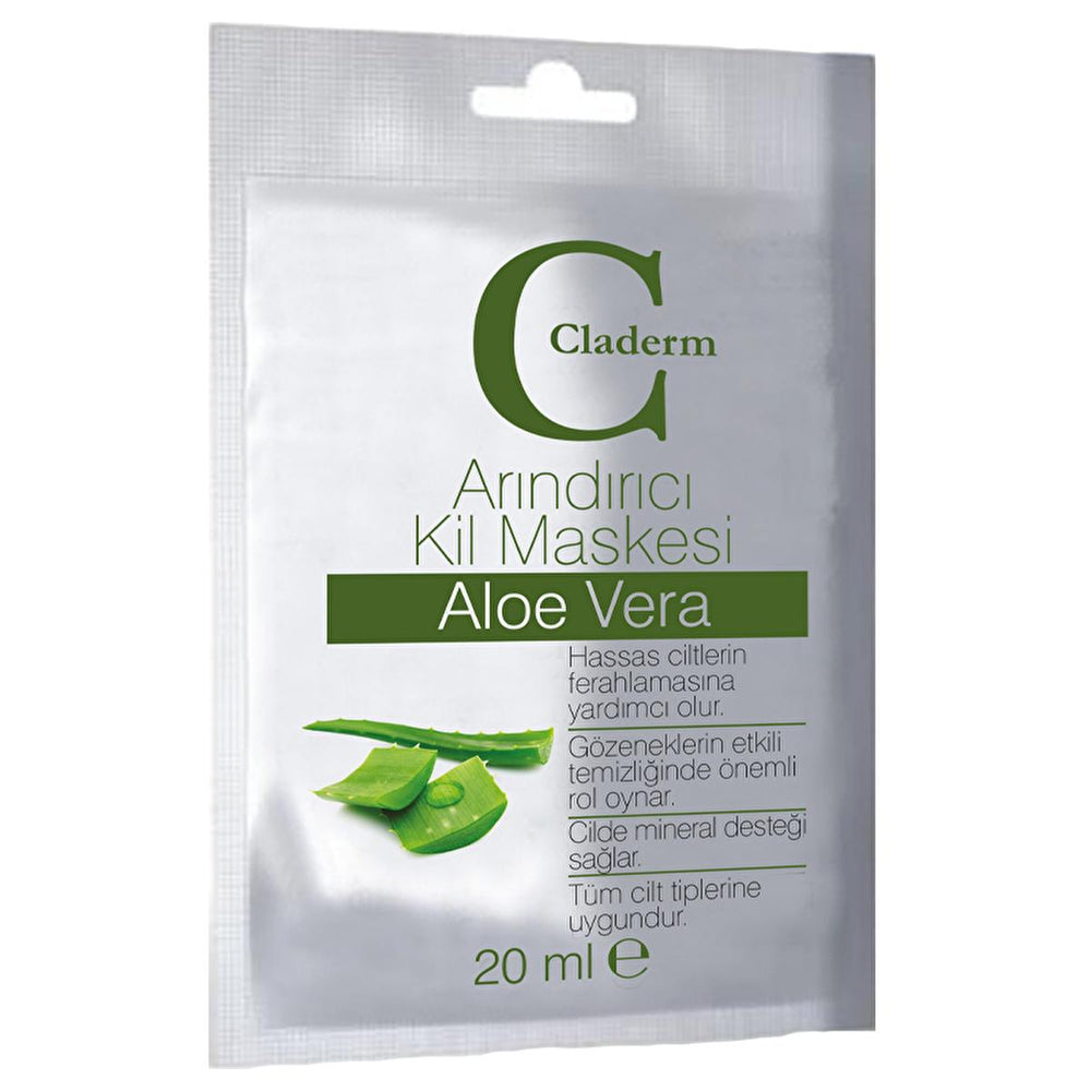 Claderm Clay Face Mask with Aloe Vera - Natural Skincare for Sensitive Skin, 0.68 fl oz - Face Mask