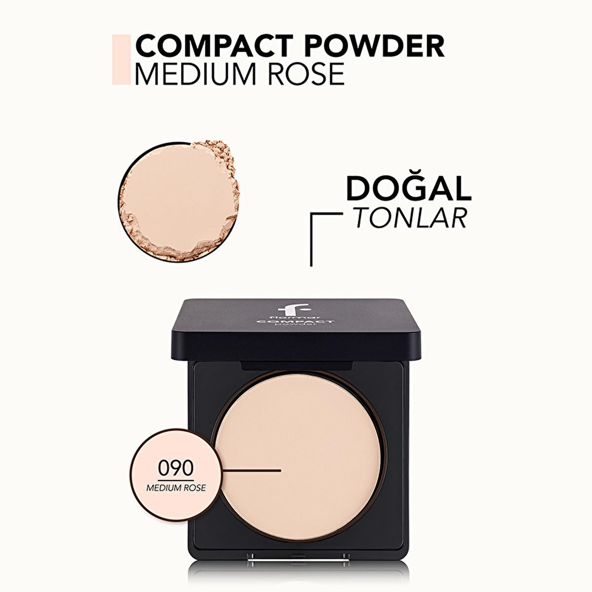 flormar compact powder medium rose front view, flormar compact powder medium rose open view Flormar Compact Powder 090 Medium Rose - High Coverage, Natural Finish for Makeup Users Flormar Compact Powder 090 Medium Rose | High Coverage flormar, compact-powder, makeup, high-coverage, natural-finish, face-powder, matte-powder, cosmetics, makeup-users, ai-generated