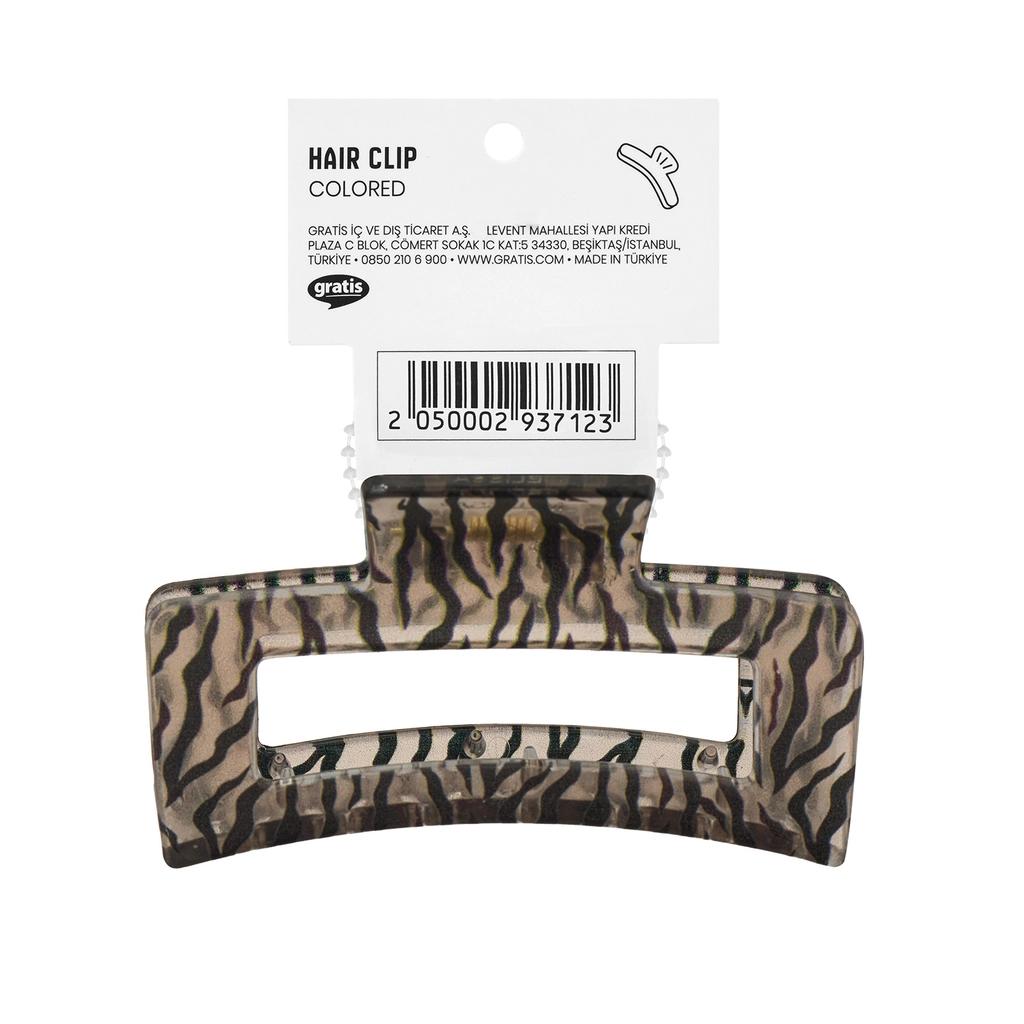 Eklips Zebra Rectangular Claw Clip for Secure Hold Brown