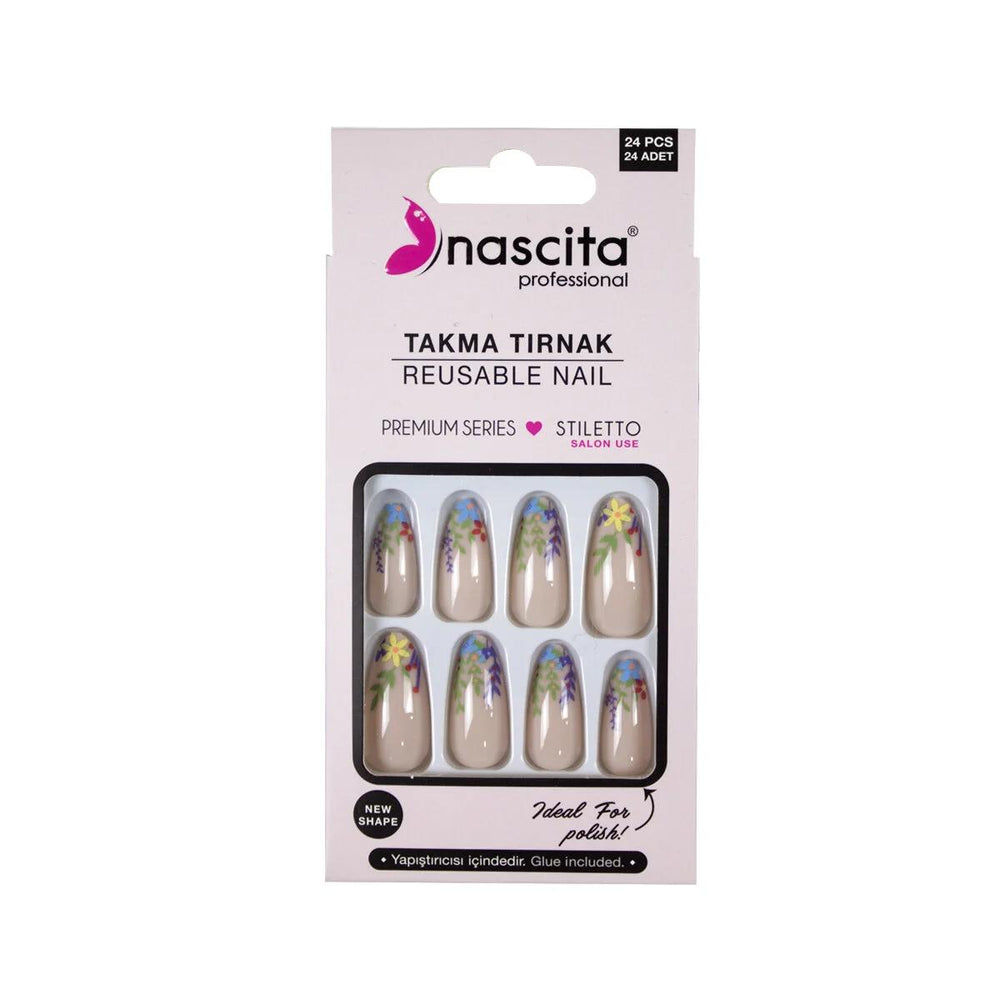 Nascita Floral False Nails for Elegant Daily Wear 24-Pack