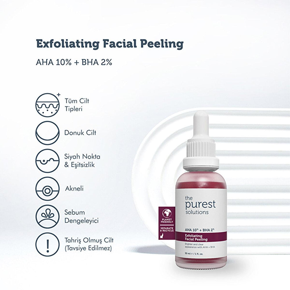 The Purest Solutions Exfoliating Face Serum with AHA 10% + BHA 2% - Improves Skin Tone & Reduces Acne Scars - 1.01 - view 2